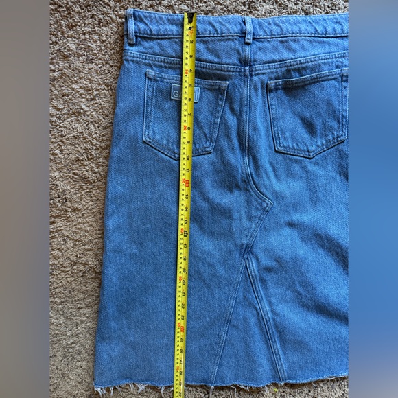 GANNI Organic Cotton Denim Skirt Size 42 Raw Hem Sustainable Made in Turkey - Picture 9 of 9